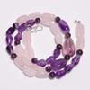 Natural Rose Quartz Amethyst Gemstone Beads Necklace 6-17 Mm 18" UB-8175 UB-8175