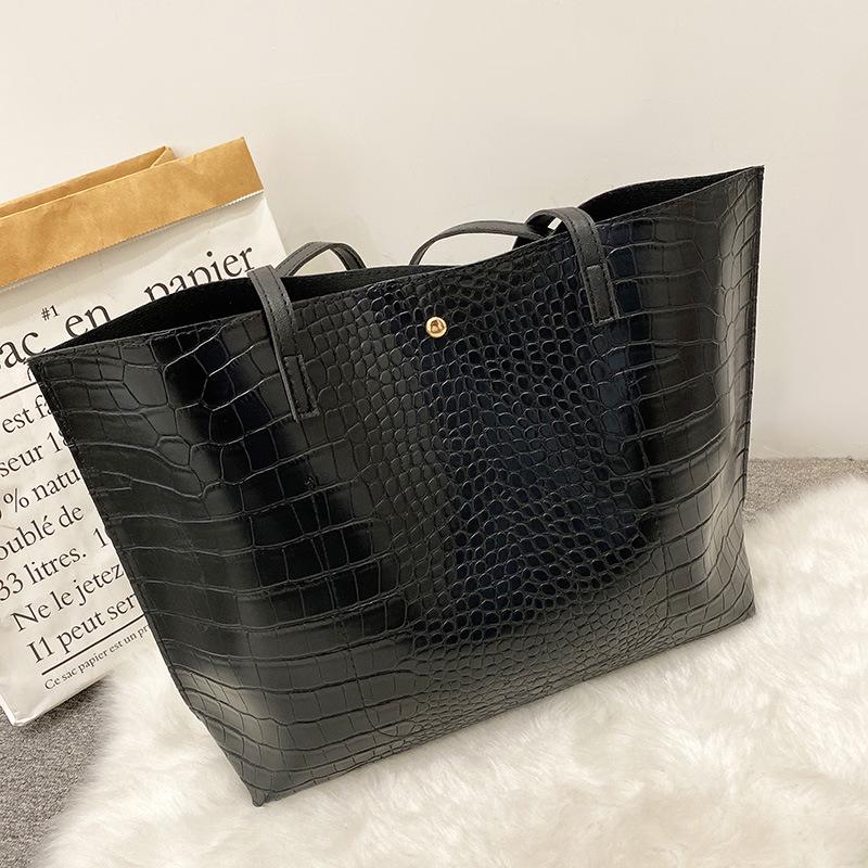 2023 Korean Style Trendy Crocodile Pattern Large Capacity Tote Bag for Women