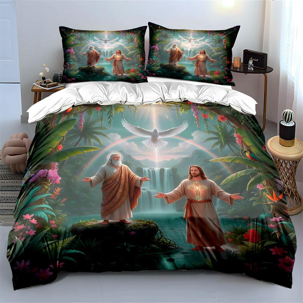 "Spiritual Ceremony in Lush Paradise" kid's and adults' bedroom decor, Exquisite three-piece bedding set gift