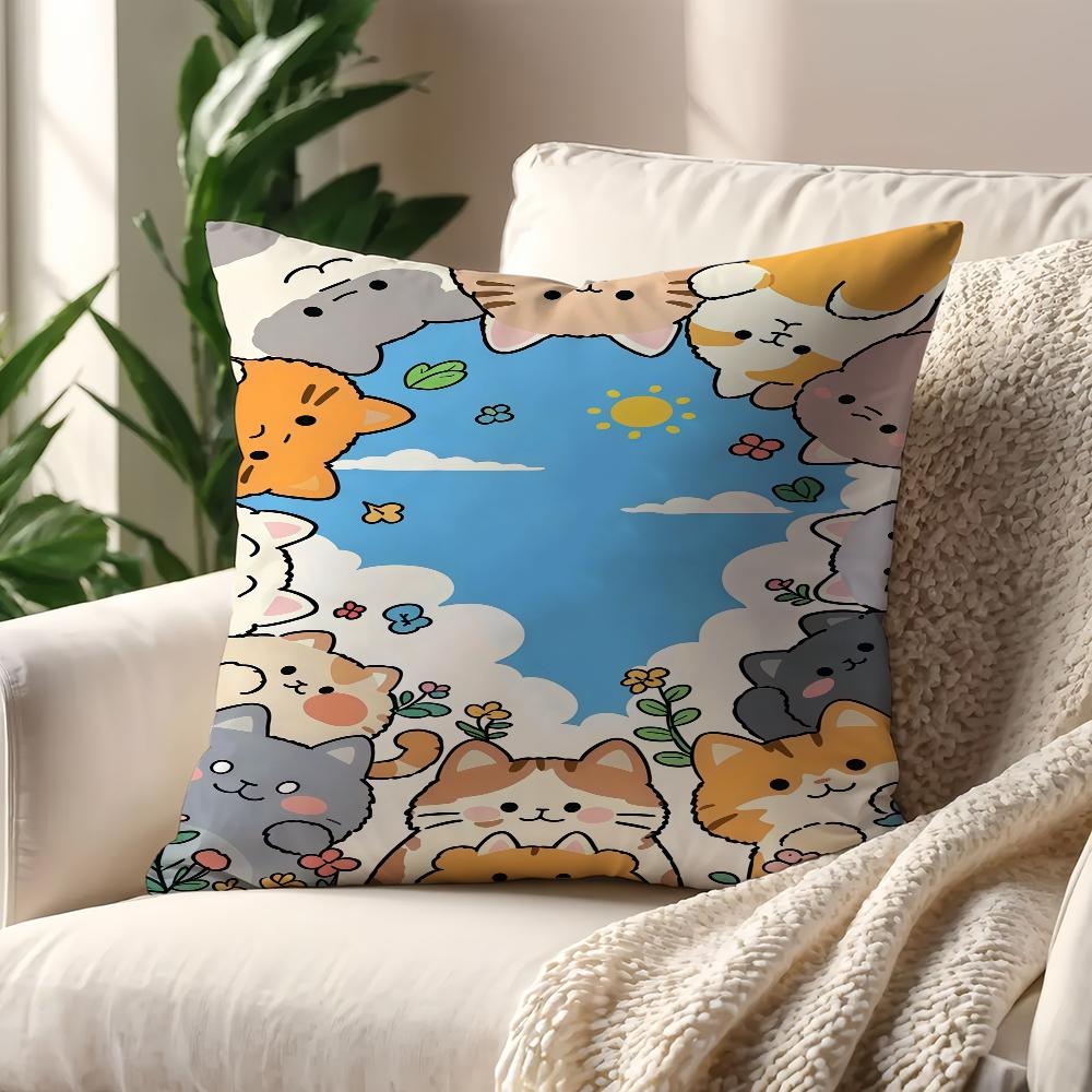 Cute Cat Mimi Cushion Cover For Pillow Printing Sofa Decoration Home Car Room Coffee Shop Office Nordic Simplicity
