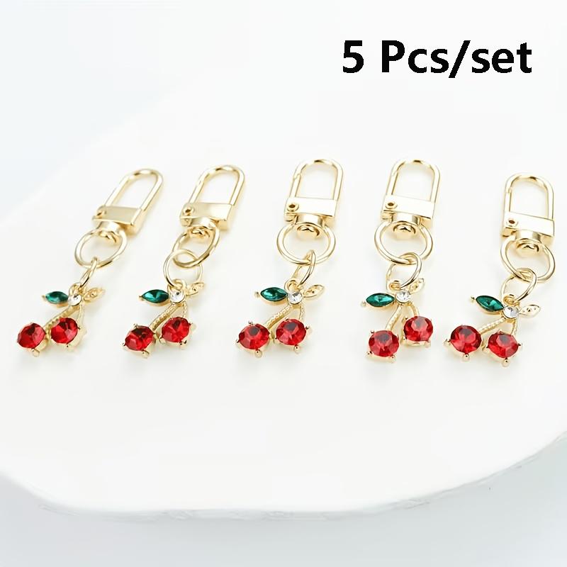 

Yogodlns 5Pcs/set Cute Crystal Cherry Bag Pendant Women Men Handbag Purse Pendant Bag Accessories DIY Handbag Gifts diamond cherry червоний