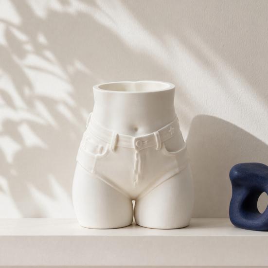 Butt Pen Holder, 3D Printed Female Form Pencil Cup, Body Art Booty Shaped White Desk Organizer for Home Office Supplies
