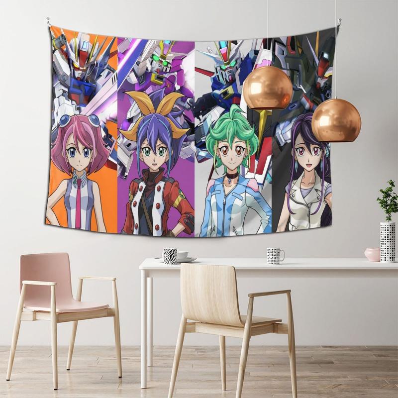 VIKAMA Mecha Girl Anime Tapestry Bedroom Decor Cloth Dorm Renovation Background Wall Covering Gaming Room Decoration Multi Scene