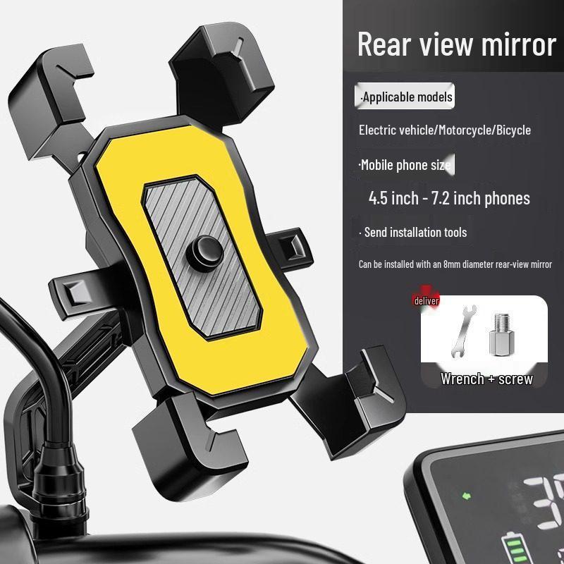 Shockproof Bicycle & Motorcycle Rearview Mirror Phone Holder for Navigation