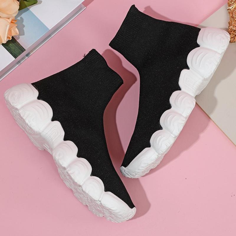 Elastic Socks Shoes Slip-on Casual Sneakers Women Walking Shoes Men High-top Leisure Shoes Knitted Platform Footwear Breathable