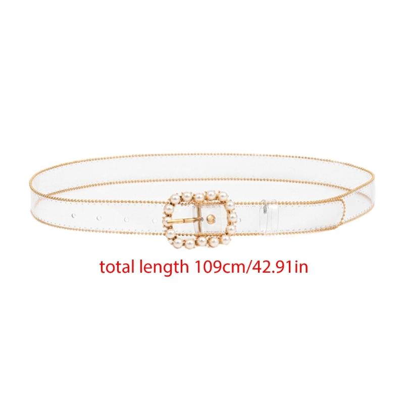Faux Pearl Adjustable Pin Buckle Belt Dazzling Transparent Waistband Waist Corset for Women Students Slimming Belt