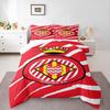 Red Girona FC Crown Crest Bedding Set (1 Duvet Cover, 2 Pillowcases, Duvet Not Included), Spanish Football Club Emblem Art Print