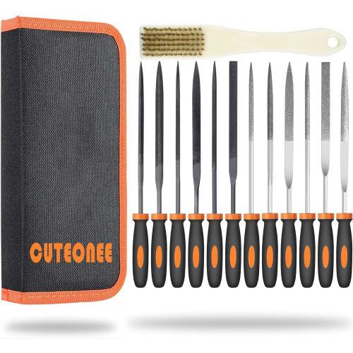 

CUTEONEE 12-Piece File Set, Includes Diamond and Iron Files for Metal, Precision Woodworking, Knife Sharpening, Grinding, Deburring, Chamfering, and D