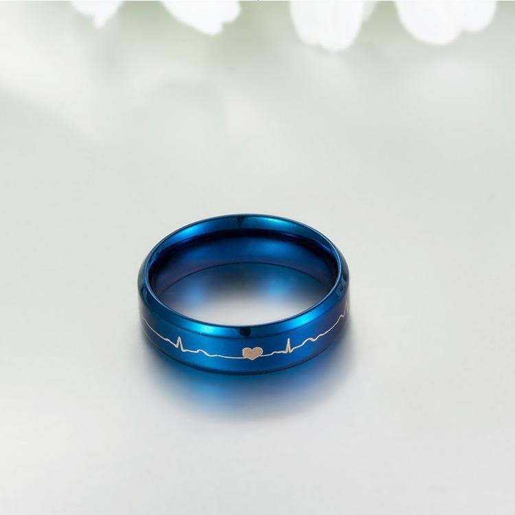 Titanium Steel Electrocardiogram Ring Korean Version Couple Ring Tail