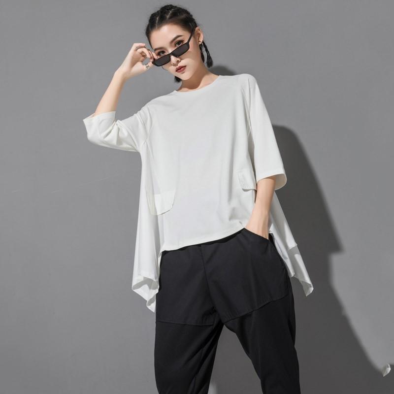 

Жіночі літні футболки великого розміру, повсякденні вільні топи з коротким рукавом, вінтаж L білий