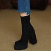 Women's Mid Calf Boots Platform Woman Designer Winter Punk Style Ankle Female Black Social Shoes Stripper Heels