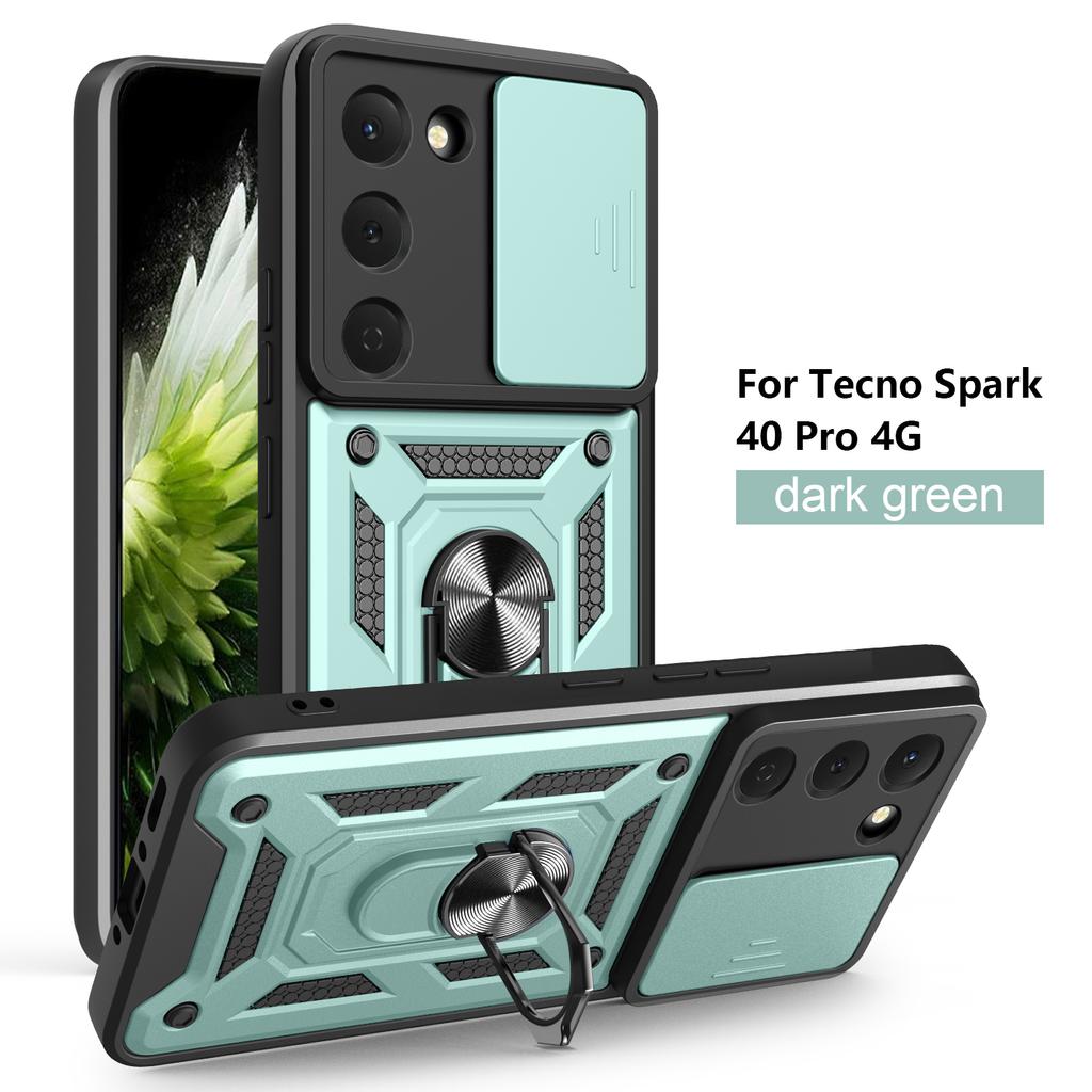 For Tecno Spark 40 Pro Case Tecno Spark 40 Pro Cover Magnetic Ring Holder Armor Phone Case Slide Camera Protect Back Cover