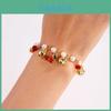 Elegantes Armband im Fruchtstil mit Erdbeeren und Kirschen, aus Legierungsmaterial mit Perlenakzenten, für Damen