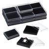 16pcs Plastic Badge Storage Box Badge Gift Case with Trays Inside Rectangle Black 4.2x5.35x1.55cm