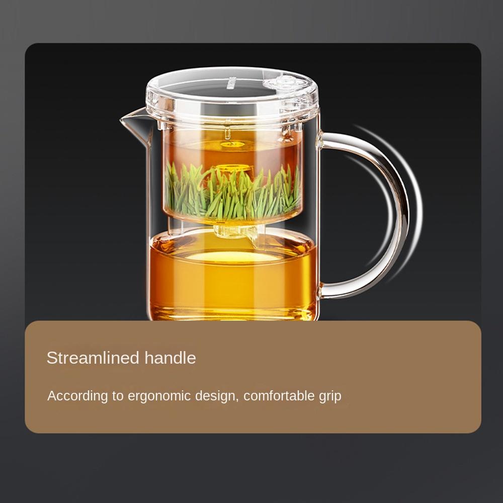 Heat-resistant Glass Teapot with Filter Glass Filter Press AUTO-OPEN Transparent Tea Maker Separation Leak-proof Fair Cup Home