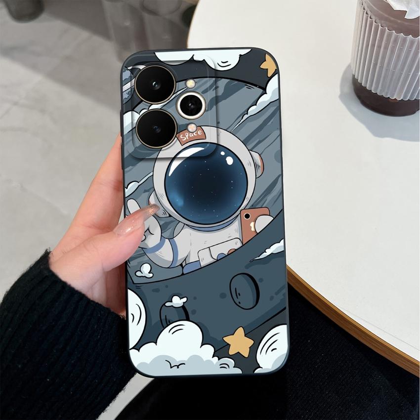 For Realme 15 C71 C73 C33 C35 Note 70 70T C21Y C25s 15T 15X Phone Covers Cute Moon Astronaut Patterns Liquid Silicone Dustproof Shell For Realme Cases