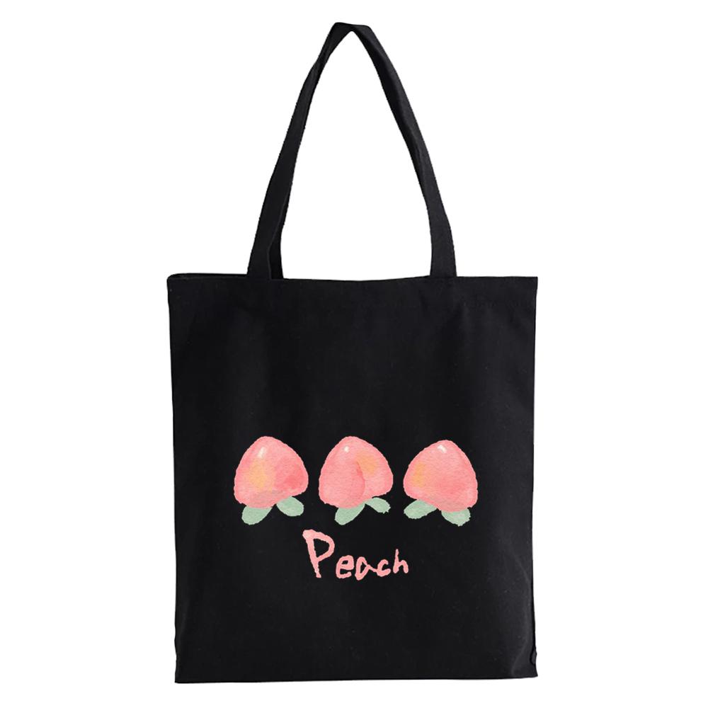 Fashion Kawaii Canvas Bag Summer Lemon Print Women Shoulder Bag White Large Capacity Reusable Shopper Bag Female Handbag