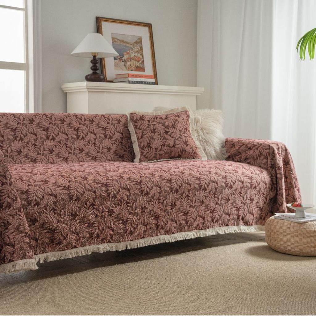 Sofa Towel Anti-cat Scratch Jacquard Flower Retro Thick Sofa Cover Blanket