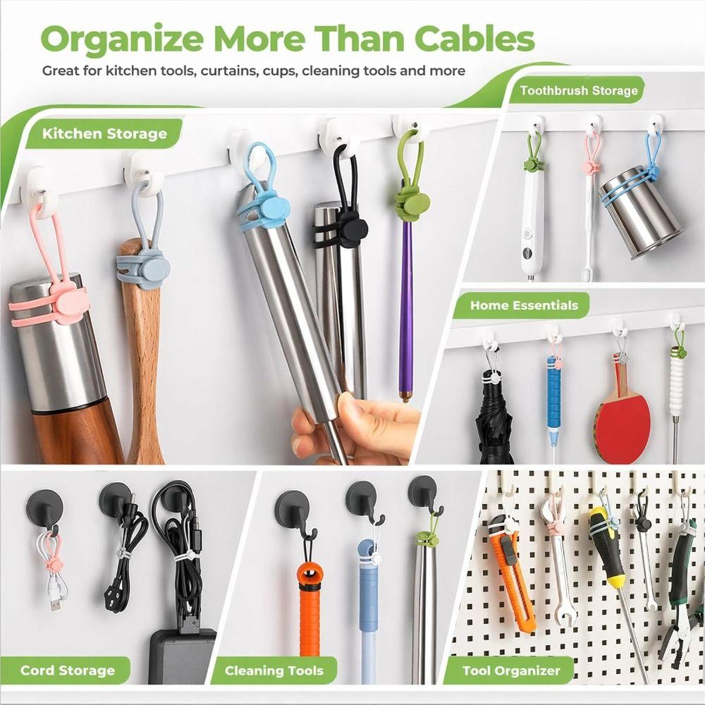 5pcs Adjustable Length Cable Ties Multipurpose Cord Management Straps Cord Organizer  Home Office