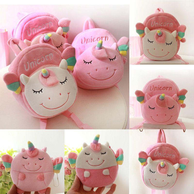 Kawaii Plush Unicorn Backpack Soft Kids Children Schoolbag Mini Purse Coin