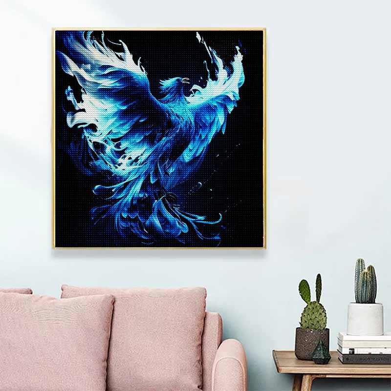 New Arrival 5D DIY Full Circle Diamond Painting "Blue Flame Phoenix" Embroidery Cross Stitch Home Decor Gift