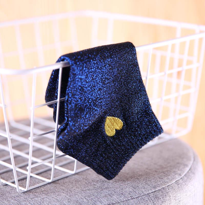 Embroidered Love Heart Glitter Socks for Women, Shiny Socks, Gold, Silver, Colorful, Shining, Fashion, Funny