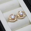 Natural Freshwater Stud Earrings with Pearls Woman,18k Gold Palted Bridal Pearl Earrings Mother Gift White