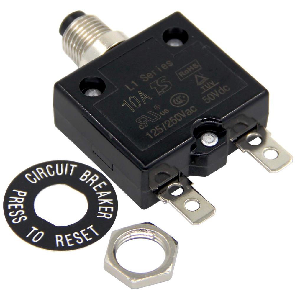 50Vdc Dc Circuit Breaker 5-30A Manual Reset Button Overload Protector  Current Protector