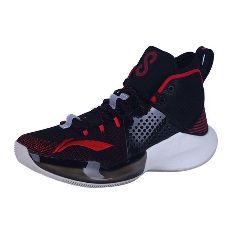 Li Ning Sonic 8 PE Edición Jugador Absorción de Impactos Antideslizante Duradero Zapatillas de Baloncesto de Caña Alta para Hombre Zapatillas de Baloncesto Negro Blanco Rojo ABAQ025-U