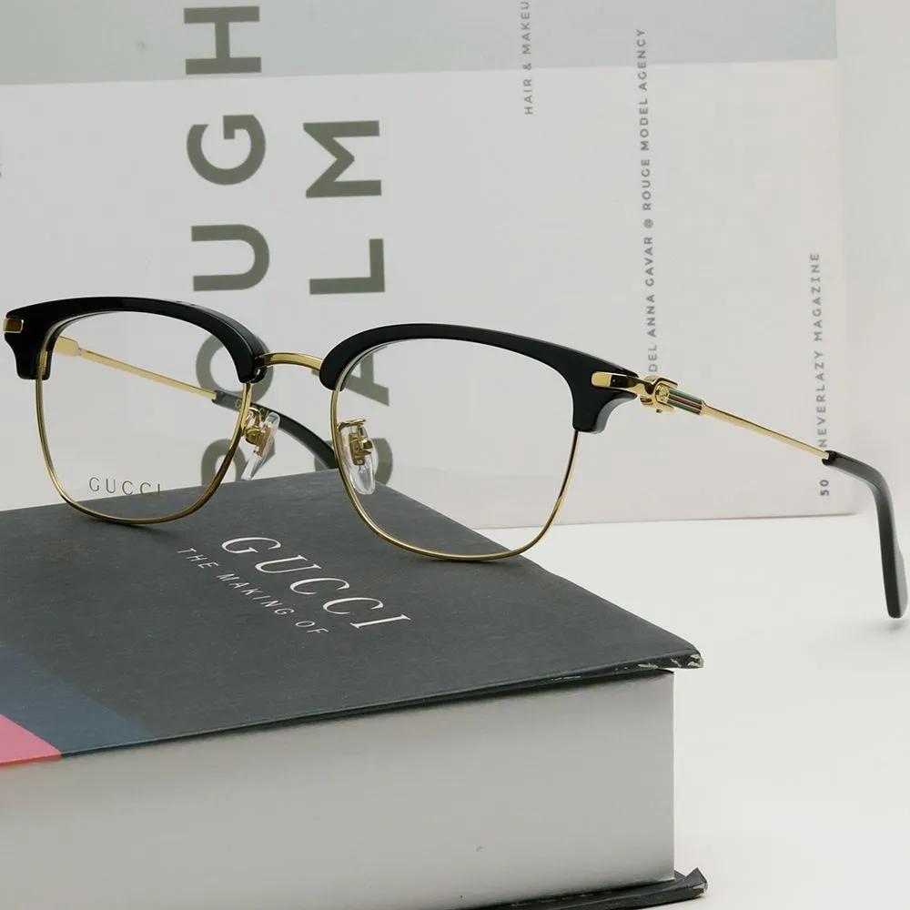 Gucci Eyeglass Frames GG1606OK 002 Half-rim Titanium Glasses for Men and Women