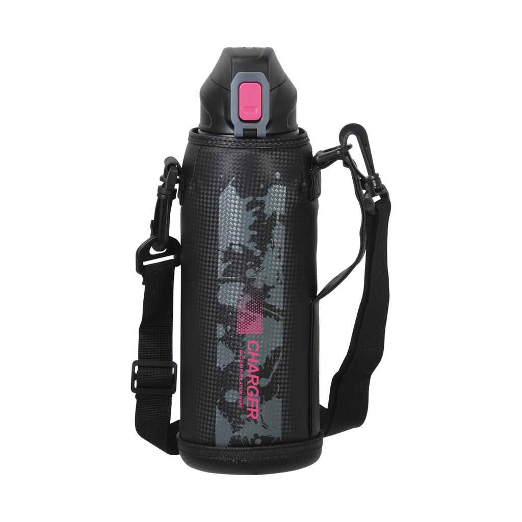 Pearl Metal Water Bottle, 1100ml (1.1L), Direct Drink, Insulated, Sports Drink, with Pouch, Pink x Black, Fast Charger, HC-181