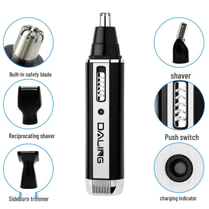 Barbeador Elétrico Multifuncional Masculino 7003: Aparador de Nariz e Cabelo 4 em 1 Recarregável por USB, Cortador, Aparador de Sobrancelhas.