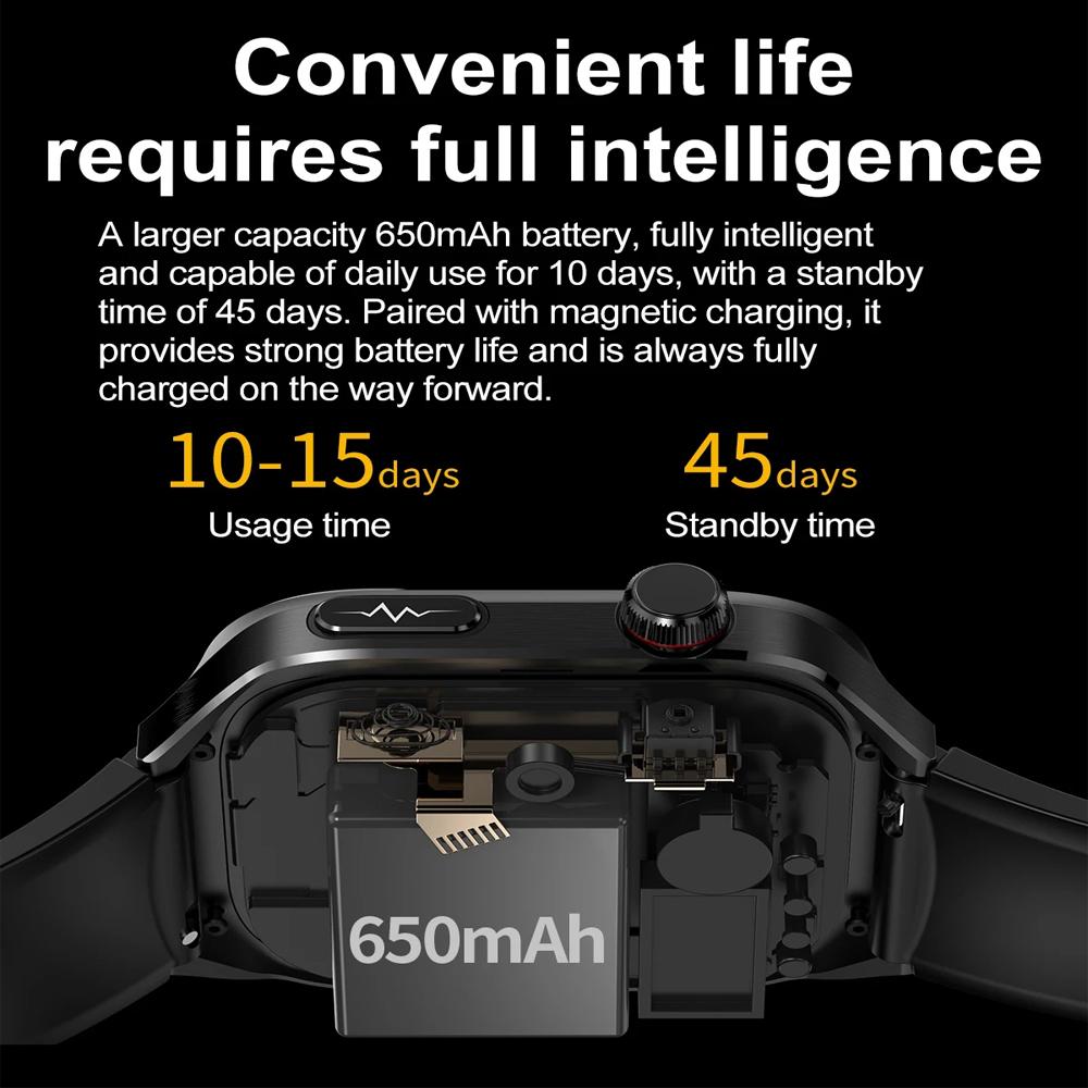 SACOSDING Smartwatch ECG+PPG Połączenie Bluetooth 2,04” HD Tętno Tlen we Krwi Ciśnienie Krwi Temperatura Ciała Sport Fitness Smartwatch