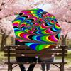 1pc Psychedelic Spiral Automatic Open/Close Umbrella with Windproof, 8-Rib Sturdy Canopy, Durable Ribs, Fashionable Design1130A