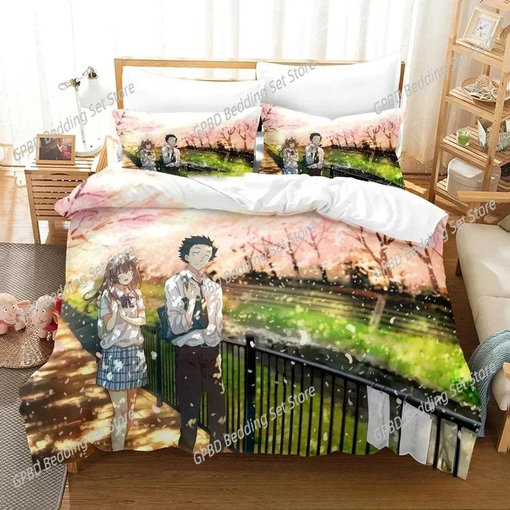 Anime A Silent Voice Comfortable Duvet Quilt Cover Pillowcase Bedding Set Children Bedroom Decoration Home Textile