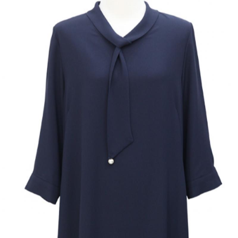 Shiz Madam Elegant Pearl Tie Neck Dress N2766