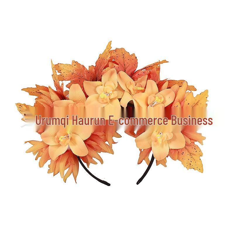 Ahornblatt Halloween-Haarreif & Kürbis-Türdeko für Zuhause und Kostümpartys