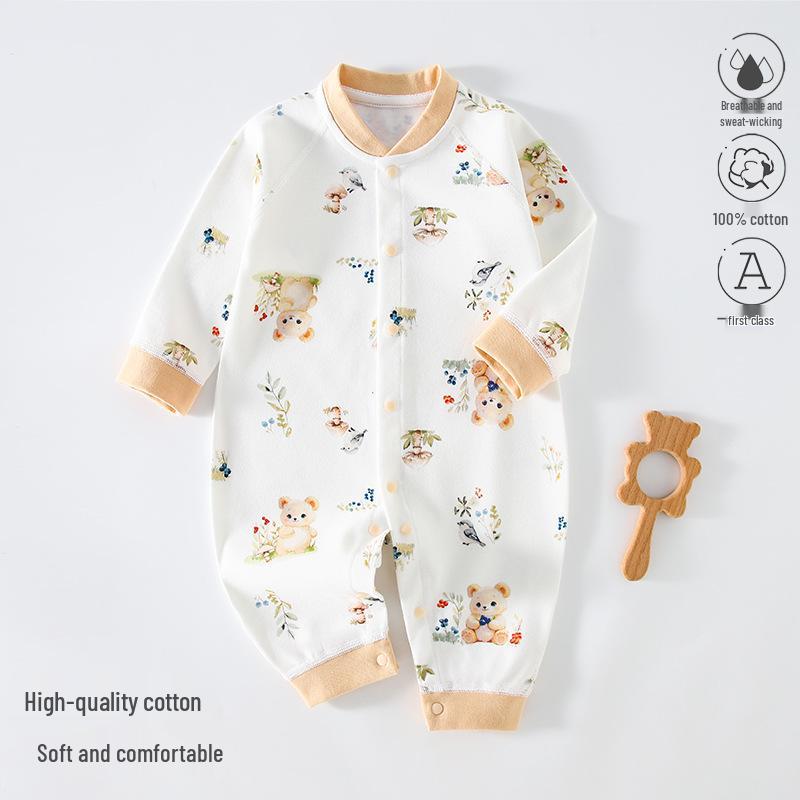 Pure Cotton Long Sleeve Baby Romper - Spring/Autumn Newborn Bodysuit & Boneless Pajamas