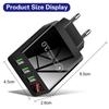 3 USB Digital Display Charger with Screen for EU, US, and UK Mobile Phones