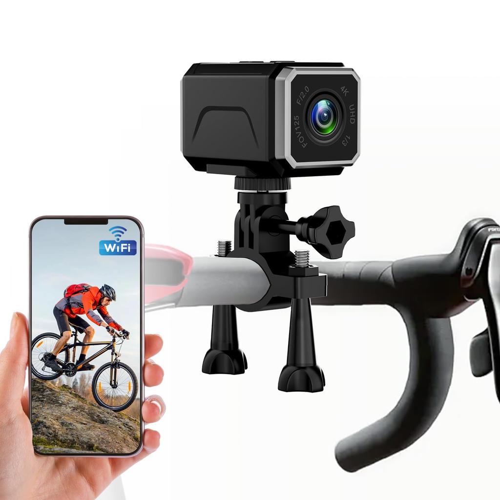 SULUWU Motorcycle Dash Cam with 64GB Smartphone 4K Dash 8 Continuous Loop Mini Sports Video Action Loop Handlebar Japanese Instruction Manual Included