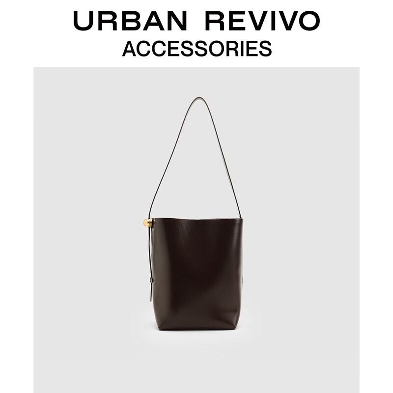 URBAN REVIVO Retro Gold Buckle Bucket Shoulder Bag One Size