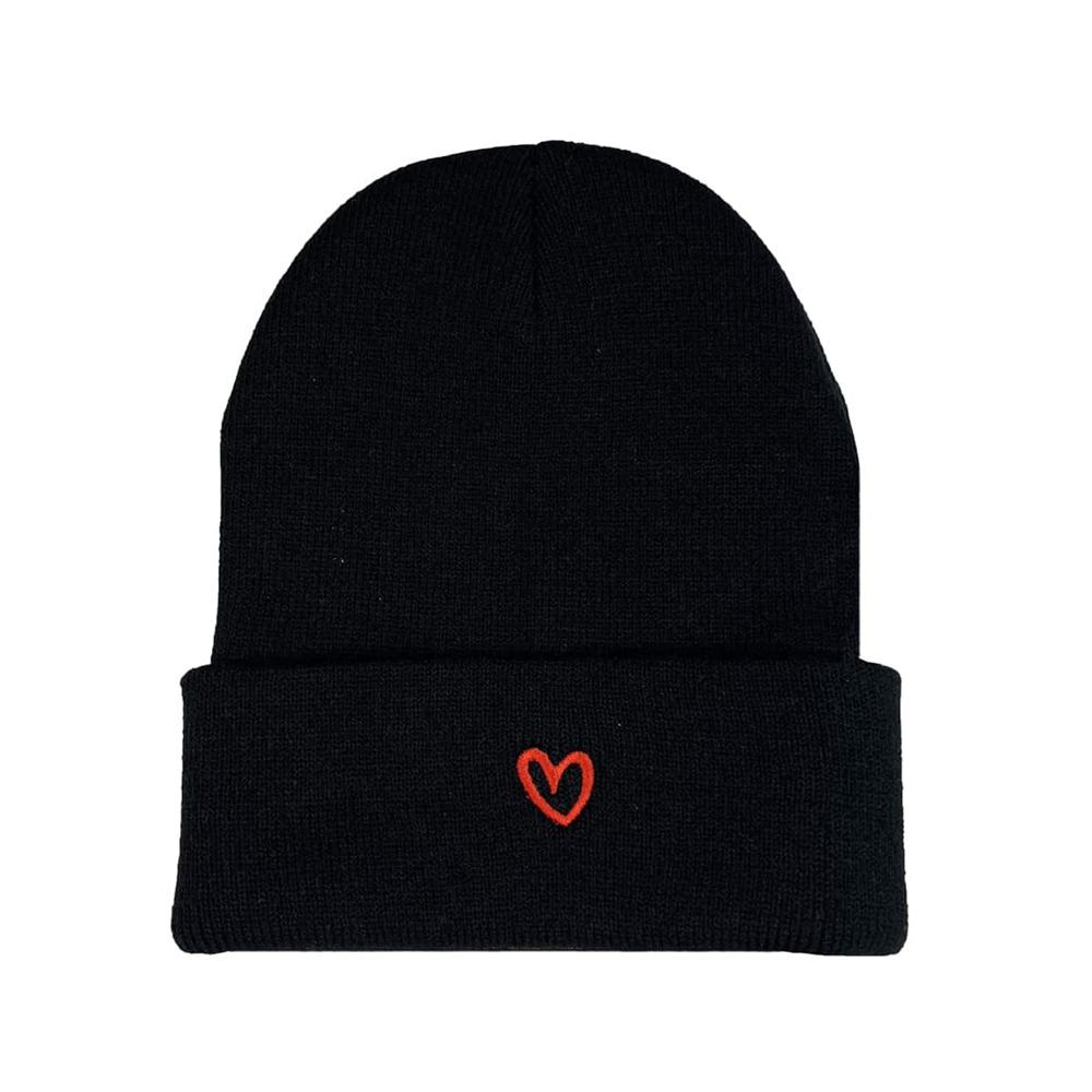 

1 шт. Мужская Женская Новая Дизайнерская Вязаная Шапка с Вышивкой Маленькое Сердце Любовь Унисекс Теплые Шапки чёрный