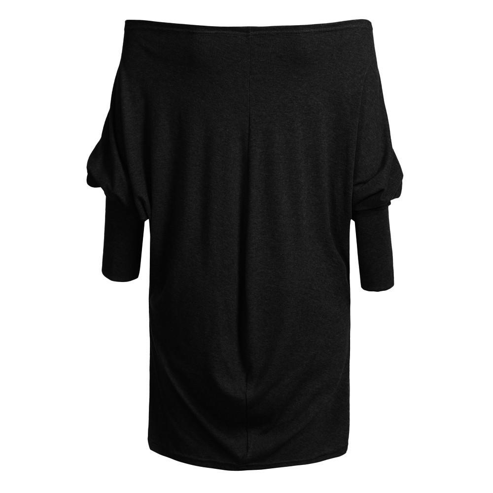Women's Off Shoulder Long Sleeve Oversized Pullover Sweater Knit Jumper Loose Tunic Tops