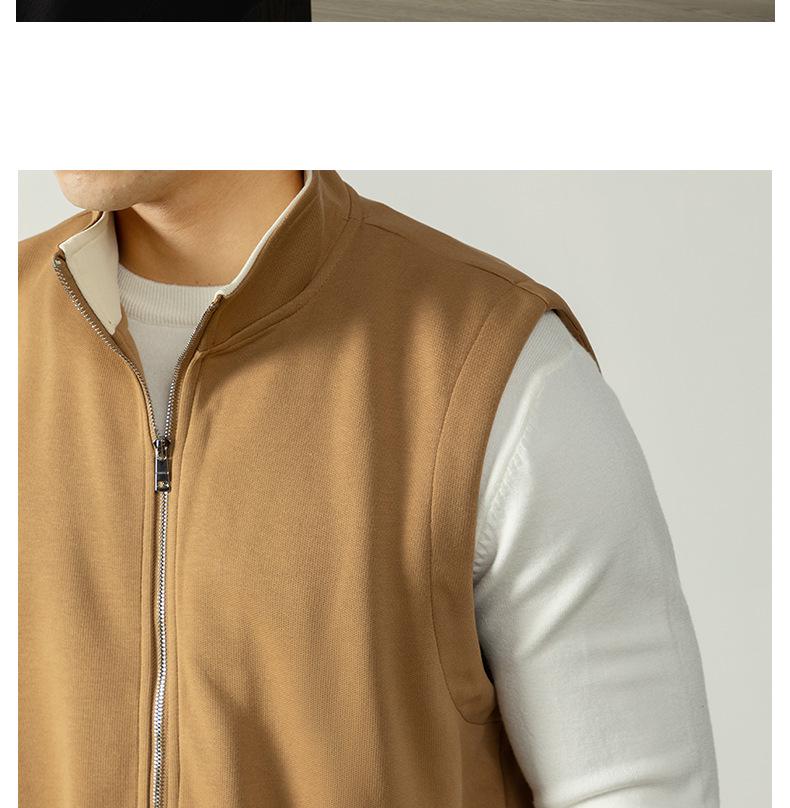 Leichter Luxus Stil Herren Hautfreundliche Baumwolle Stehkragen Reißverschluss Weste - Lässige Herbst/Winter Layering Weste Jacke