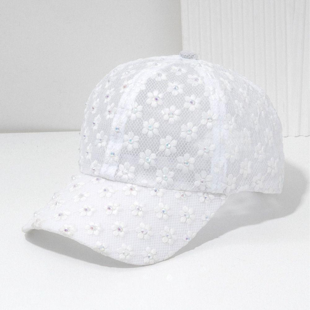 Gorra de Béisbol Ligera de Verano Bordado de Flores Sombrero para el Sol para Exteriores Moda Femenina