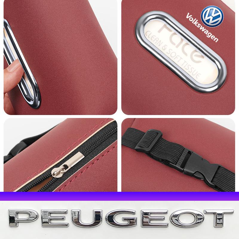 Car Seat Back Tissue Box Auto Leather Tissue Holder Valve Cap For VW Golf Amarok T5 Phaeton Teramont ID3 Tiguan T-Cross Passat M Ze2