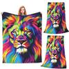 Lion Colourful Painting Blanket Soft Warm Flannel Throw Blanket Bedding for Bed Living room Picnic Travel Home Couch