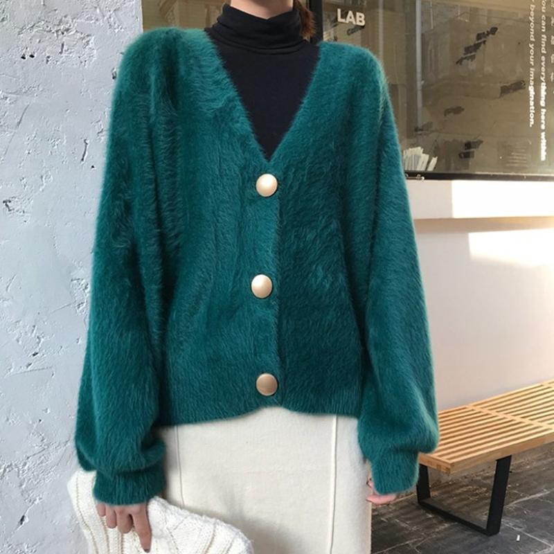 Women's Imitation Mink Fur Coat for Spring, Autumn and Winter Temperament Commuting Short Loose Korean-Style Knit Cardigan