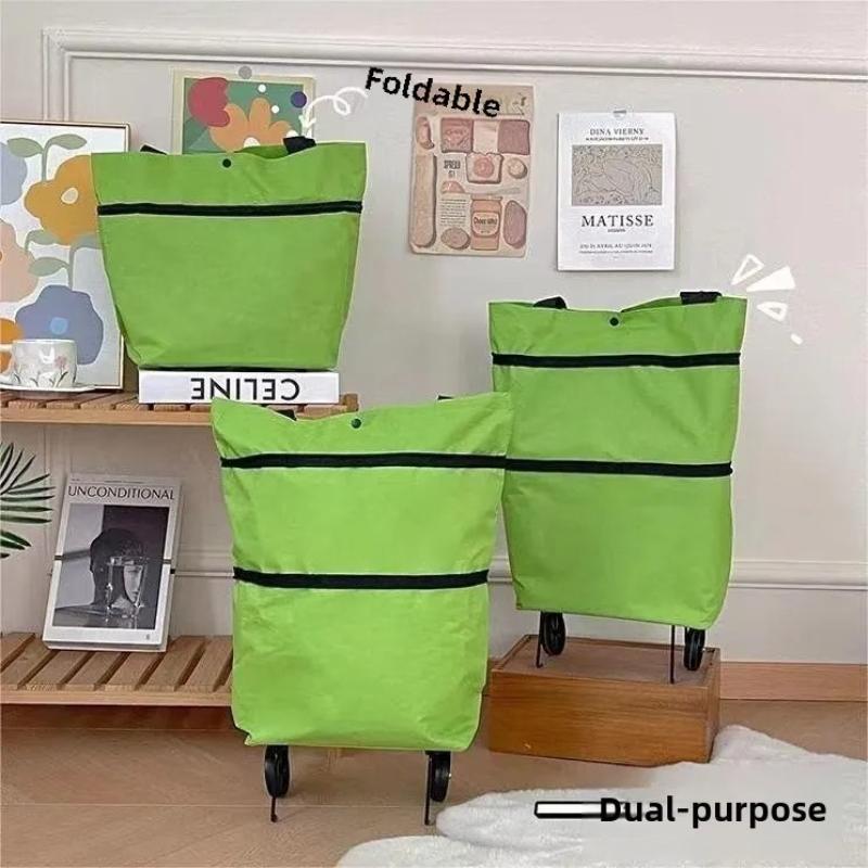 Foldable Portable Storage Bag Reusable Supermarket Sack Telescopic Pull Rod Waterproof Bag Large Loadbearing Ecofriendly