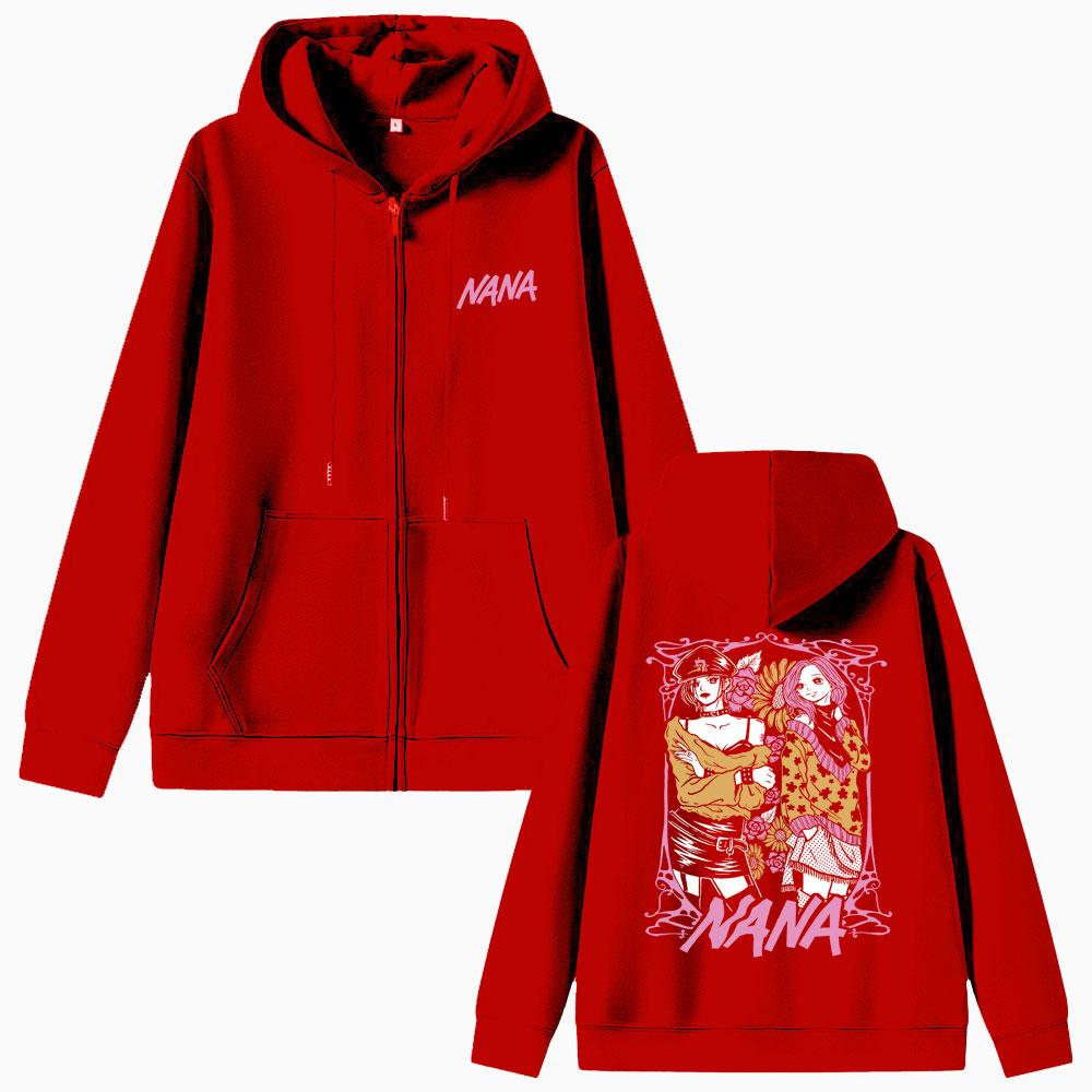 

Аниме Худи на молнии Осаки Нана Black Stones Комацу Нана Куртка на молнии Мужчины Женщины Манга Гранж Толстовка на молнии Y2k Уличная одежда XL красный